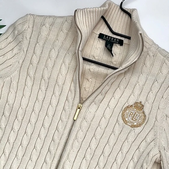 Lauren Ralph Lauren cream women’s zip cardigan size small - Picture 3 of 11